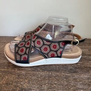 L'Artiste Erice Spring Step Leather Sandals Red Black EU 40 Funky Boho 9‎